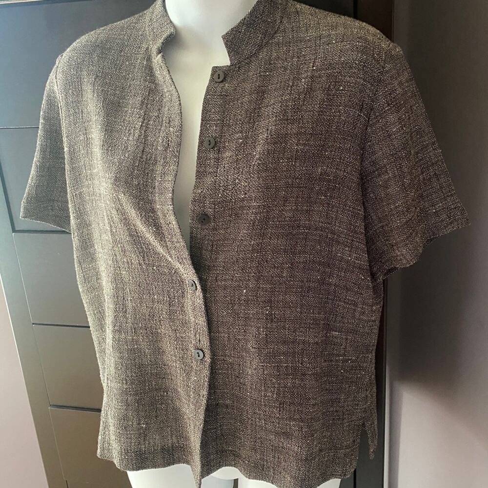 Eileen Fisher Fleck Tweed Look Button Front Cardigan Top/Jacket, Small, Like New